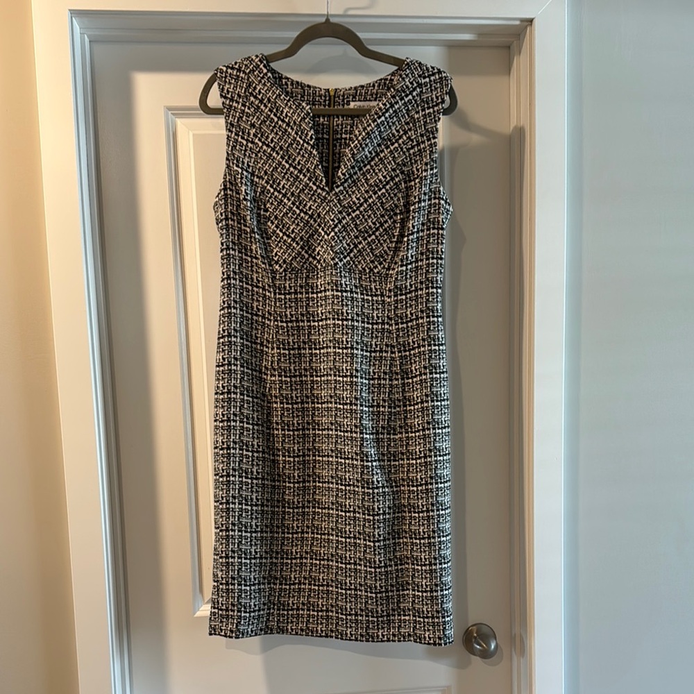 Calvin Klein Black and White Midi Dress